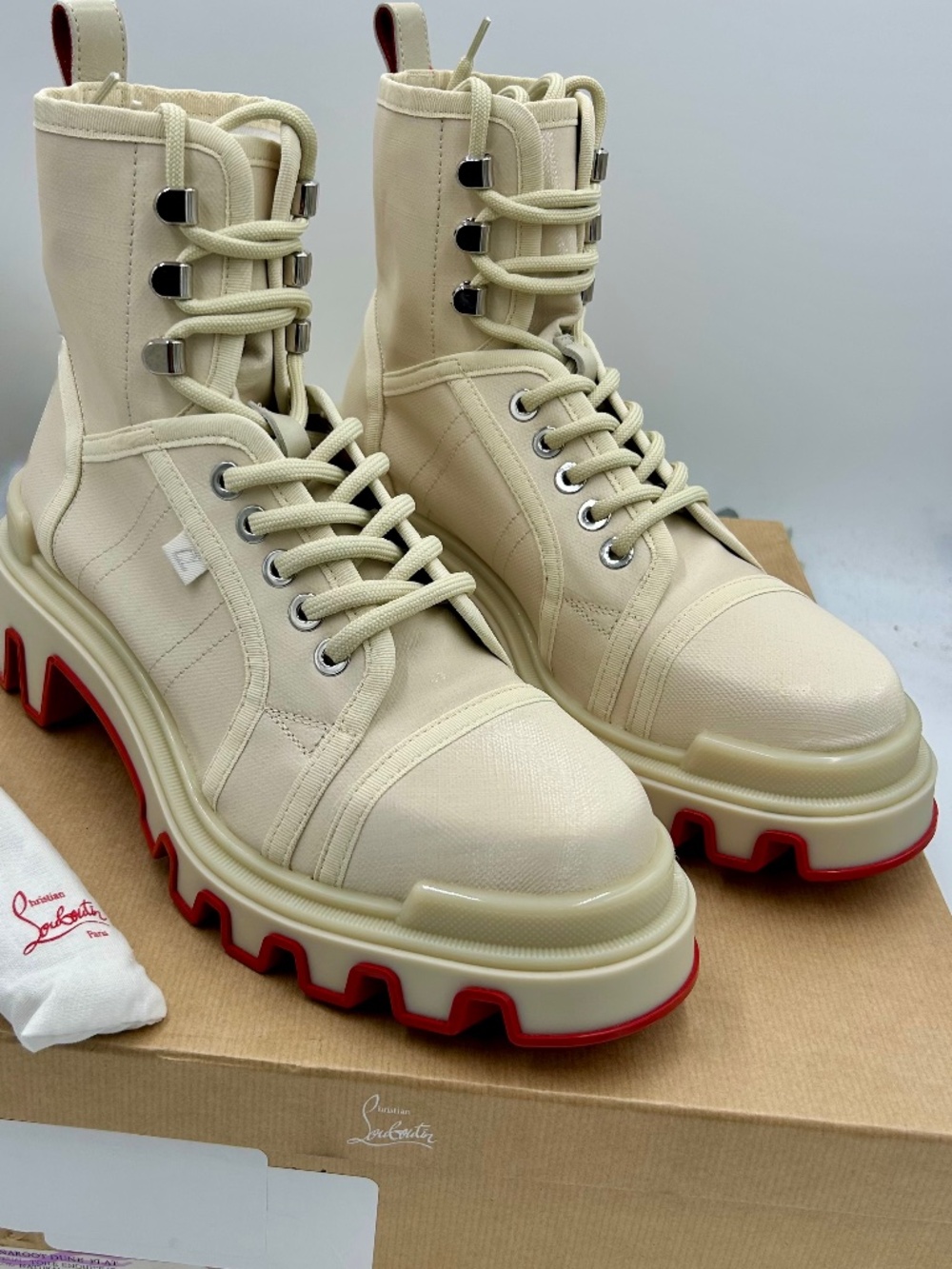 ***********Men’s Christian Louboutin Panaroot Dune Combat BootsSize 41.5/8.5 US.